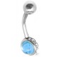 Blue Topaz Color Cabochon CZ S/S Belly Ring